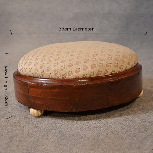 fig 1. Antique Stool Footstool Upholstered Gout Foot Rest China Feet English c1870