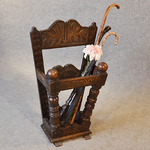Antique Stick Umbrella Hall Stand English Victorian Oak Superb Quality C1870