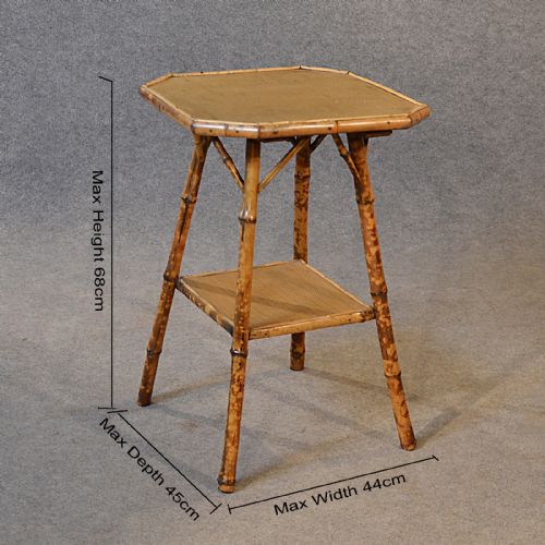 fig 1. Antique Victorian Bamboo Table Two Tier Oriental Lamp Occasional Side c1890