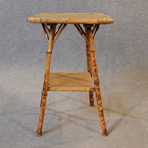 fig 2. Antique Victorian Bamboo Table Two Tier Oriental Lamp Occasional Side c1890