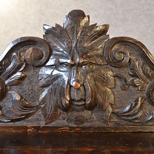 fig 2. Antique Table Victorian English Oak Gothic Carved Server Side Hall Buffet c1880