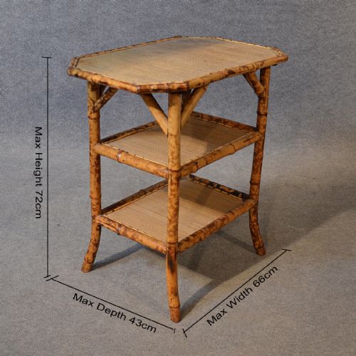fig 1. Antique Victorian Bamboo Table Three Tier Oriental Lamp Occasional Side c1890