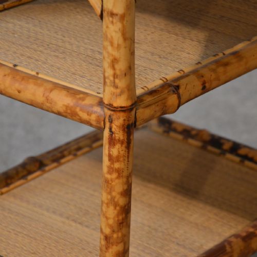 fig 2. Antique Victorian Bamboo Table Three Tier Oriental Lamp Occasional Side c1890