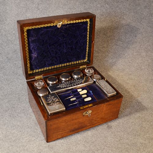 Antique Ladies Vanity Dressing Set English Jewellery Box Quality Rosewood C1850