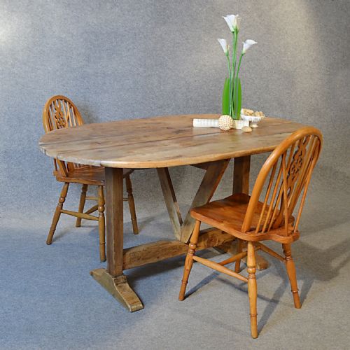 Antique Table Victorian Pine Kitchen Dining Oval 4 Seater Original C1900