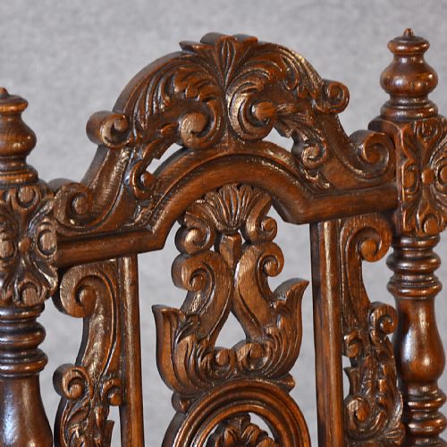 fig 2. Antique Chair Oak Tall High Back Drawing Room Victorian English Hall Seat c1880