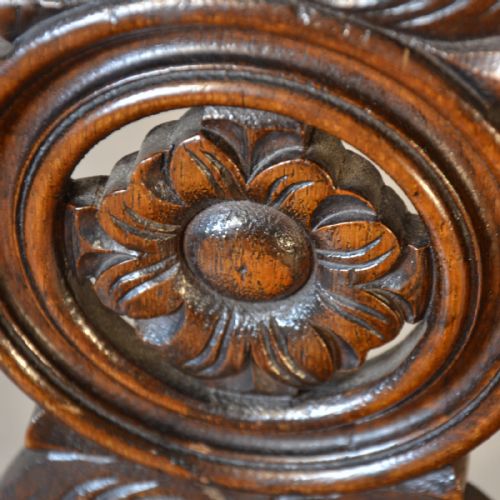 fig 3. Antique Chair Oak Tall High Back Drawing Room Victorian English Hall Seat c1880
