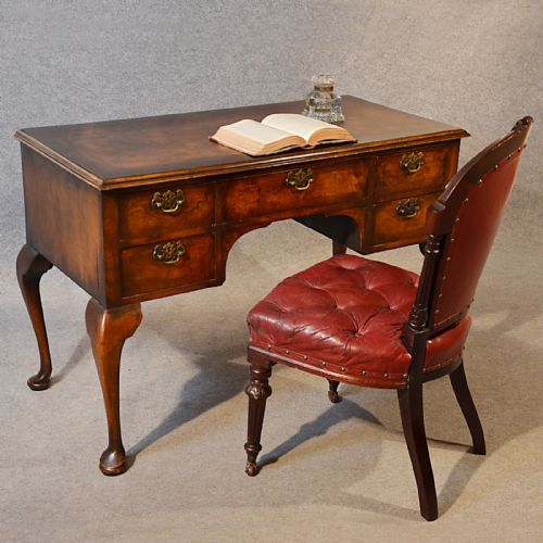 Antique Desk Victorian English Oak & Walnut Writing Study Table Lowboy C1880