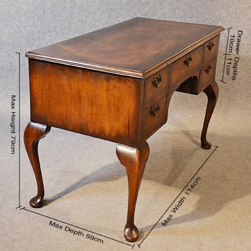 fig 1. Antique Desk Victorian English Oak & Walnut Writing Study Table Lowboy c1880