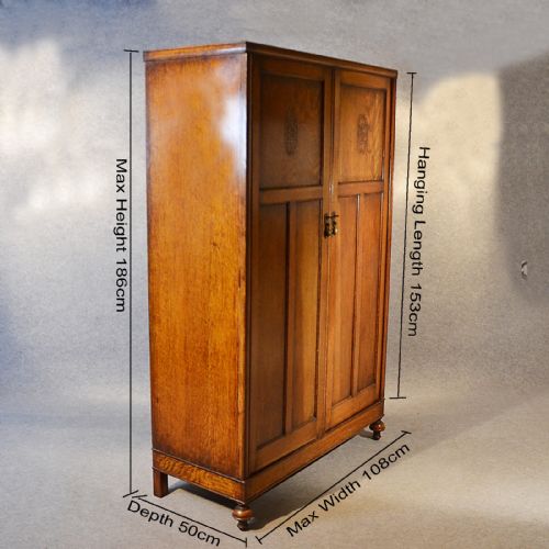 fig 1. Antique Wardrobe Oak Edwardian English Armoire Compactum Linen Press c1910