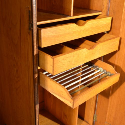 fig 2. Antique Wardrobe Oak Edwardian English Armoire Compactum Linen Press c1910