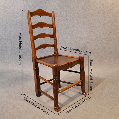 fig 1. Antique Pair Chairs Quality Georgian Ash & Elm Kitchen Dining Ladder Back c1750
