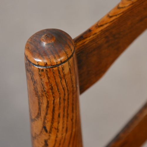 fig 3. Antique Pair Chairs Quality Georgian Ash & Elm Kitchen Dining Ladder Back c1750