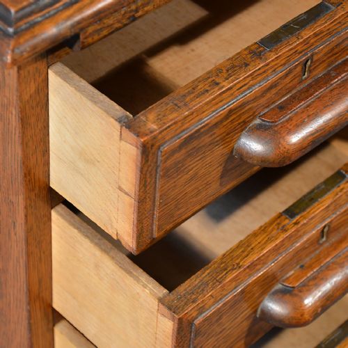 fig 4. Antique Desk Victorian English Oak Twin Pedestal Writing Study Table c1880