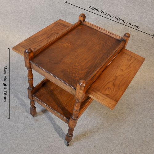 fig 1. Antique Serving Tea Trolley Oak Edwardian Vintage Butlers Serving Buffet c1910