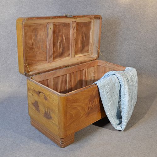 fig 2. Antique Camphor Wood Blanket Box Chest Storage Trunk Coffer Oriental Art Deco