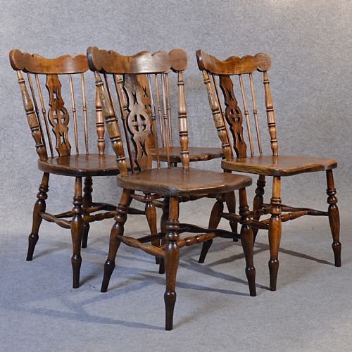 fig 2. Antique Set Chairs Victorian Elm Kitchen Dining Windsor Superior Quality c1850
