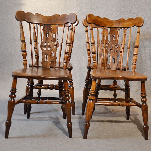 fig 3. Antique Set Chairs Victorian Elm Kitchen Dining Windsor Superior Quality c1850