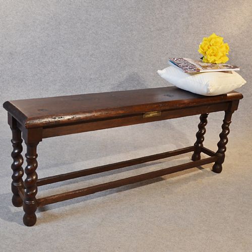 Antique Oak Bench Pew Window Hall Seat Long Stool English Victorian C1850