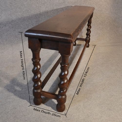 fig 1. Antique Oak Bench Pew Window Hall Seat Long Stool English Victorian c1850