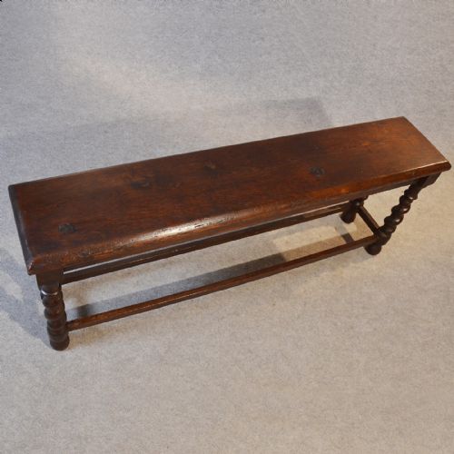 fig 2. Antique Oak Bench Pew Window Hall Seat Long Stool English Victorian c1850