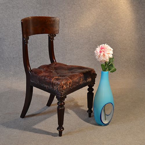 Antique Leather Chair Dining Side Desk Study English William IV Mahogany C1835