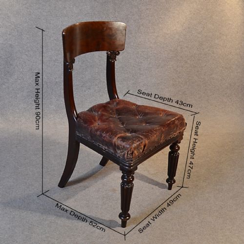 fig 1. Antique Leather Chair Dining Side Desk Study English William IV Mahogany c1835