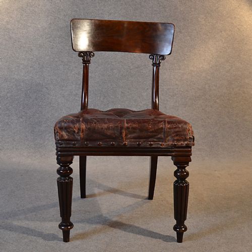 fig 2. Antique Leather Chair Dining Side Desk Study English William IV Mahogany c1835