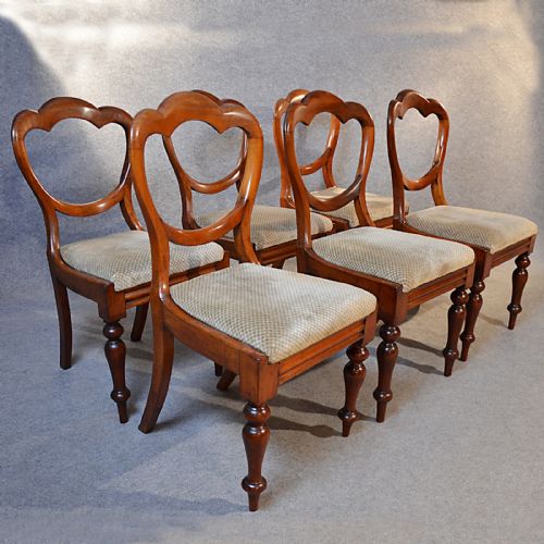 Antique Set Six 6 Dining Chairs Quality English Victorian Balloon Back C1860