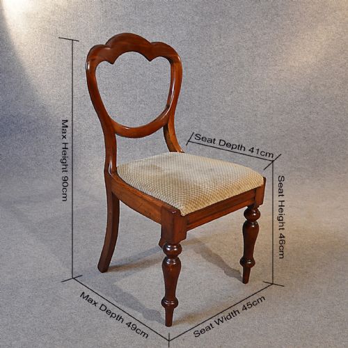 fig 1. Antique Set Six 6 Dining Chairs Quality English Victorian Balloon Back c1860