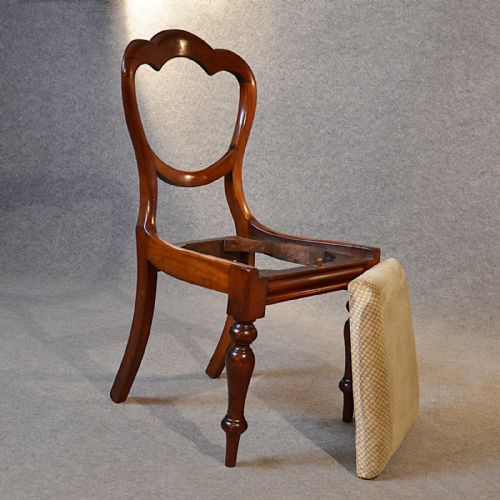 fig 4. Antique Set Six 6 Dining Chairs Quality English Victorian Balloon Back c1860