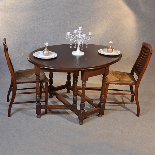 Antique Oak Oval Table Gate Leg Drop Flap Victorian Country Farmhouse C1850