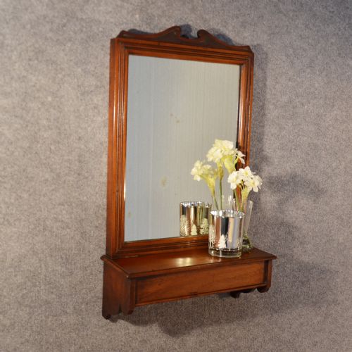Antique Wall Mirror English Hall Dressing Vanity Bathroom & Valet Drawer C1870