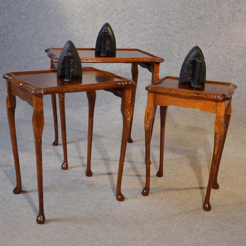 Antique Nest Tables Side Occasional English Edwardian Flame Mahogany C1910