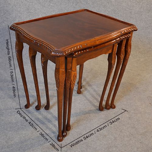 fig 1. Antique Nest Tables Side Occasional English Edwardian Flame Mahogany c1910