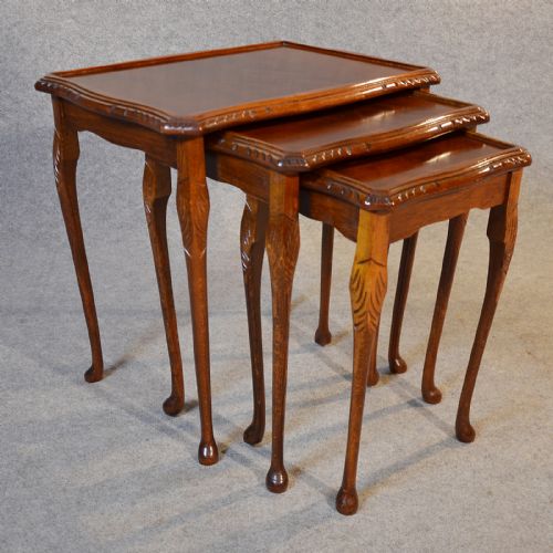 fig 2. Antique Nest Tables Side Occasional English Edwardian Flame Mahogany c1910
