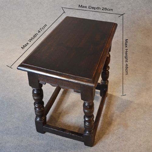 fig 1. Antique Oak Joint Stool Original Quality English Victorian Bench Hall Seat c1850