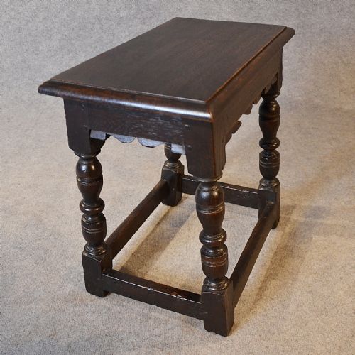 fig 2. Antique Oak Joint Stool Original Quality English Victorian Bench Hall Seat c1850