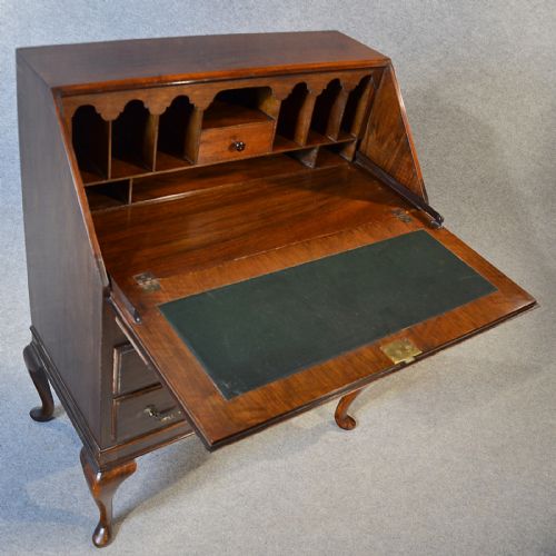 fig 2. Antique Bureau Writing Desk Mahogany English Edwardian Queen Anne Quality c1910