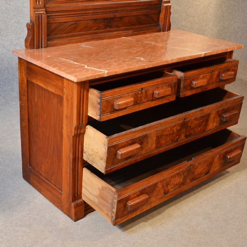 fig 2. Antique Walnut Dressing Table Wash Stand Italian Marble Chest Drawers c1880