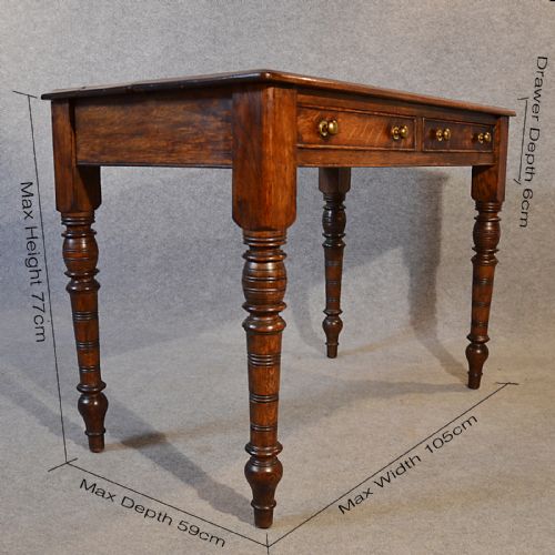 fig 1. Antique Desk Victorian English Oak Writing Study Table c1870