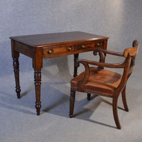 fig 3. Antique Desk Victorian English Oak Writing Study Table c1870