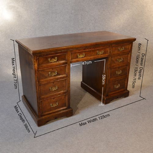 fig 1. Antique Desk Walnut Oak Victorian English Pedestal Writing Table Shoolbred c1880