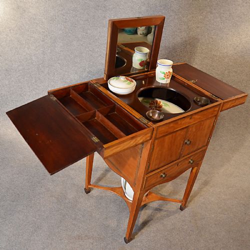fig 2. Antique Washstand Shaving Vanity Mirror Stand Georgian English Satinwood c1780