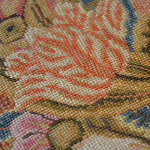 fig 2. Antique Dressing Music Stool Footstool Needlepoint Tapestry English Oak c1880