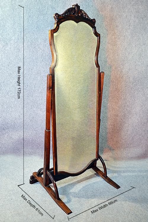 fig 1. Antique Mirror Cheval Large Vanity Full Length Dressing English Victorian c1900