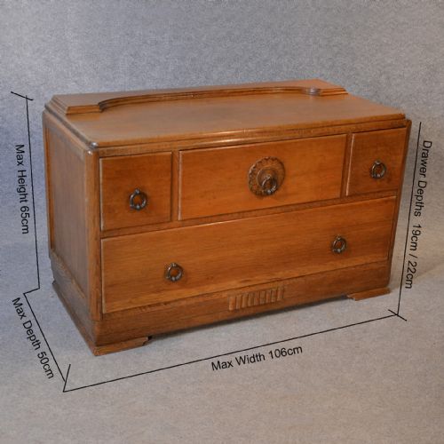 fig 1. Antique Art Deco Chest of Drawers Light Oak by Warings Waring & Gillow c1930