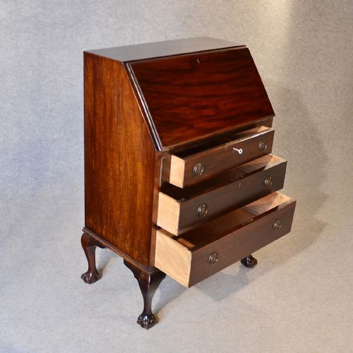 fig 3. Antique Bureau Edwardian Writing Desk Mahogany English Queen Anne c1910