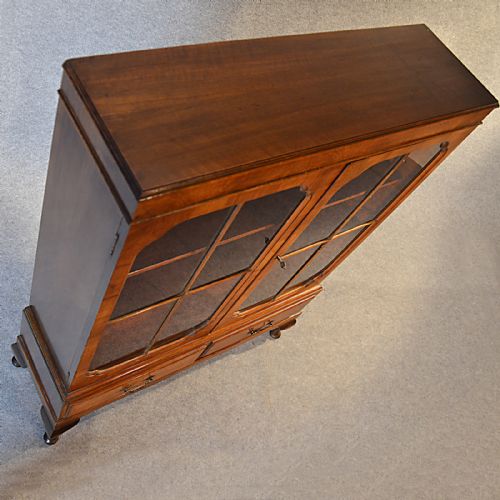 fig 2. Antique Display Cabinet China Cupboard Bookcase English Edwardian Walnut c1910