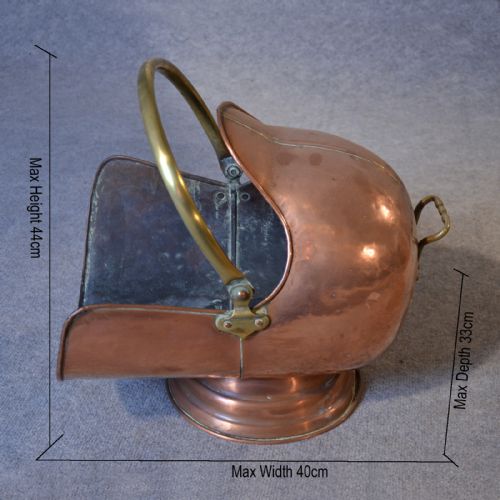 fig 1. Antique Log Bucket Coal Helmet Scuttle Copper & Brass Victorian English c1880